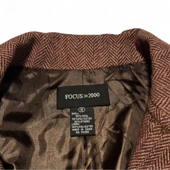 Y2K Focus 2000 Wool Blend Embroidered Long Coat Sz 16 Brown Boho Witchy Academia - Picture 6 of 6